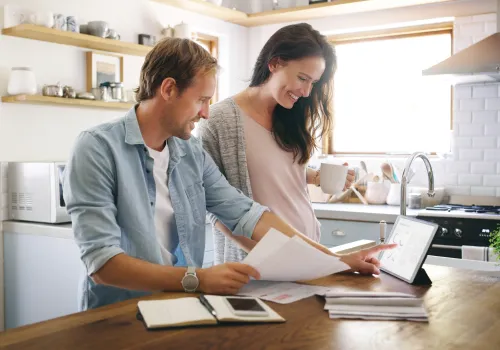A couple looking at their finances